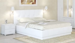 Кровать Локарно Экокожа, 180х200 (Белая)